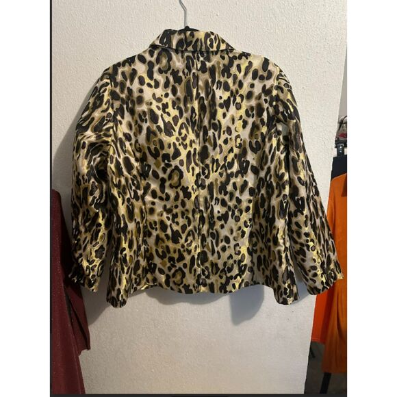 312 Nine West Leopard Print Animal Print Career Wear Satin Feel Statement Blazer - Picture 7 of 7